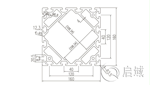 QY-10-9090W铝型材图纸