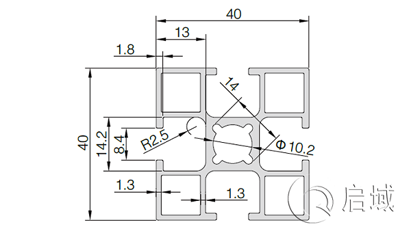 QY-8-4040GB国标铝型材图纸