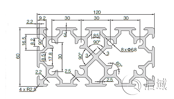 QY-8-60120铝型材图纸