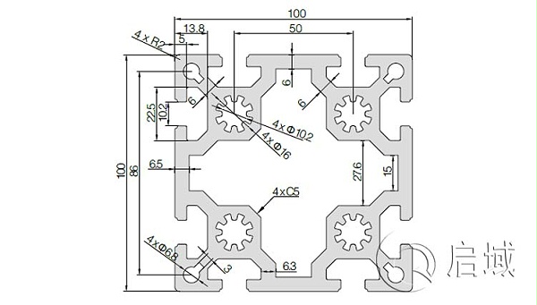 QY-10-100100B铝型材图纸