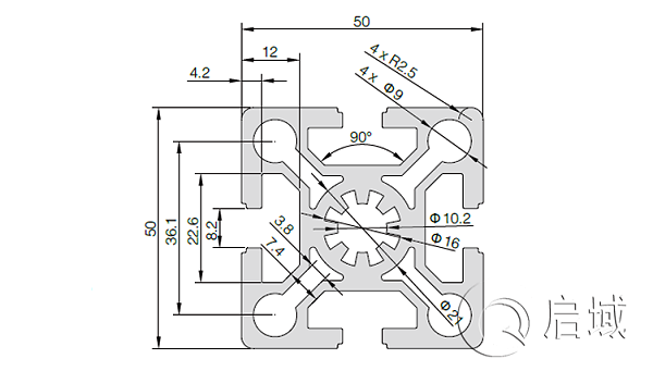 QY-8-5050W铝型材图纸