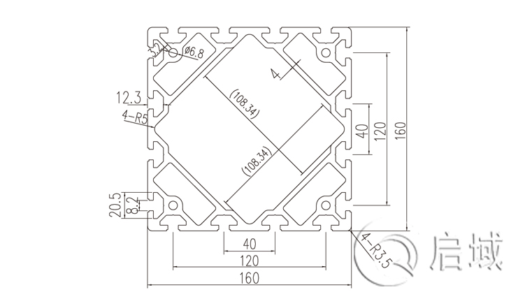 QY-10-9090W铝型材图纸