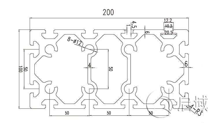QY-10-100100B铝型材图纸
