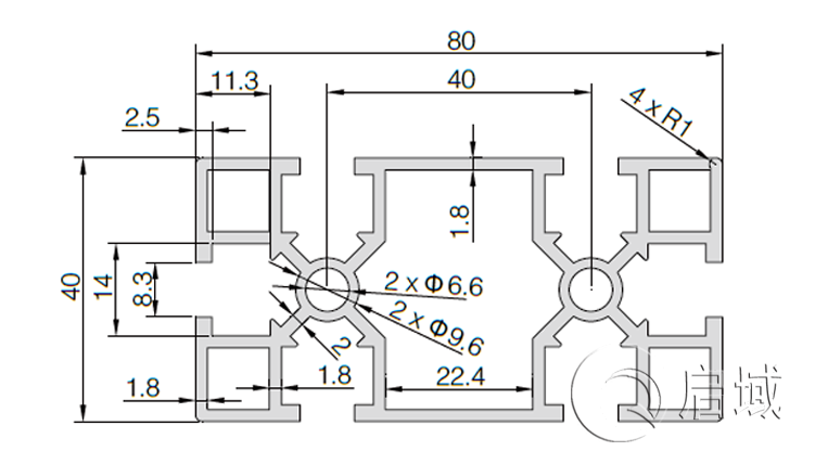 QY-8-4080GA铝型材图纸