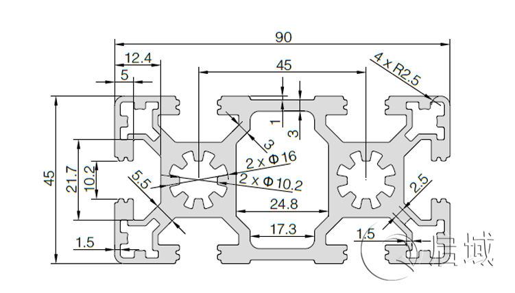 QY-10-4590W铝型材图纸