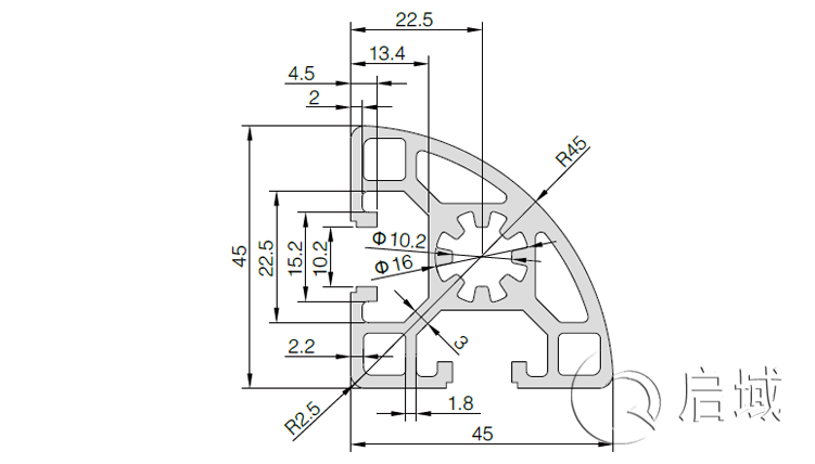 QY-10-4545R铝型材图纸