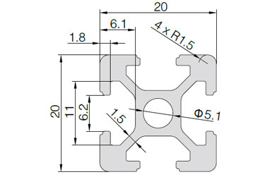 QY-6-2020铝型材黑色图纸