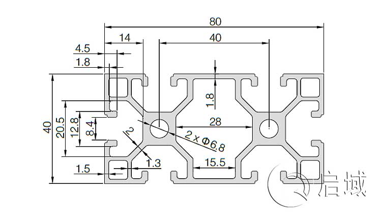 QY-8-4080C铝型材图纸