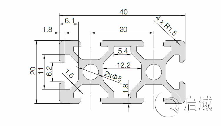 QY-6-2040铝型材图纸