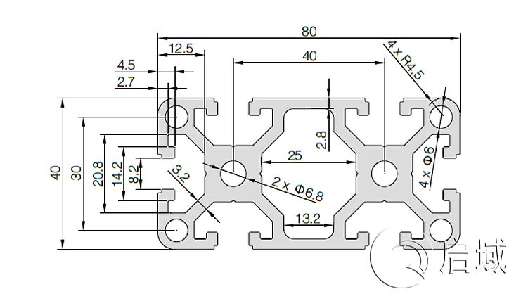 QY-8-4080W铝型材图纸