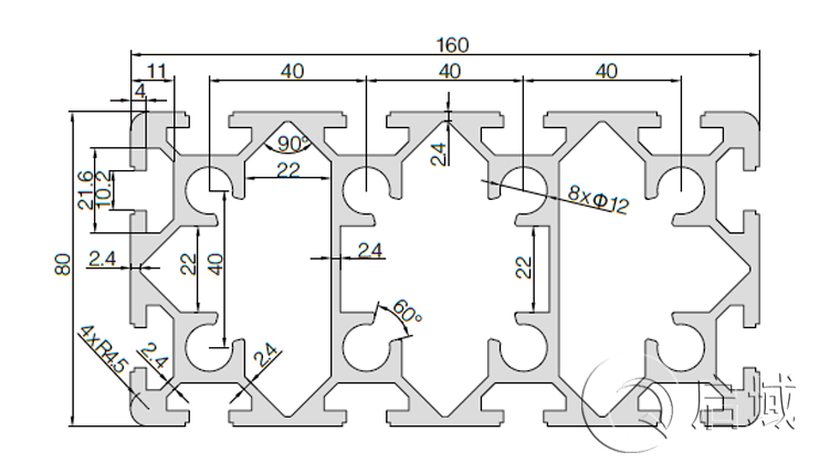 QY-10-80160铝型材图纸