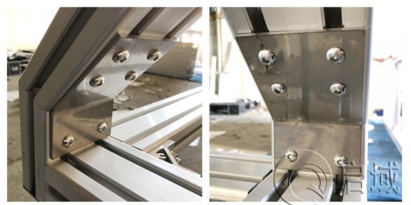 铝型材使用角度连接板的安装效果