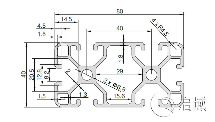QY-8-4080A铝型材图纸