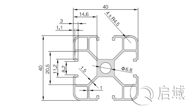 QY-8-4040A铝型材图纸